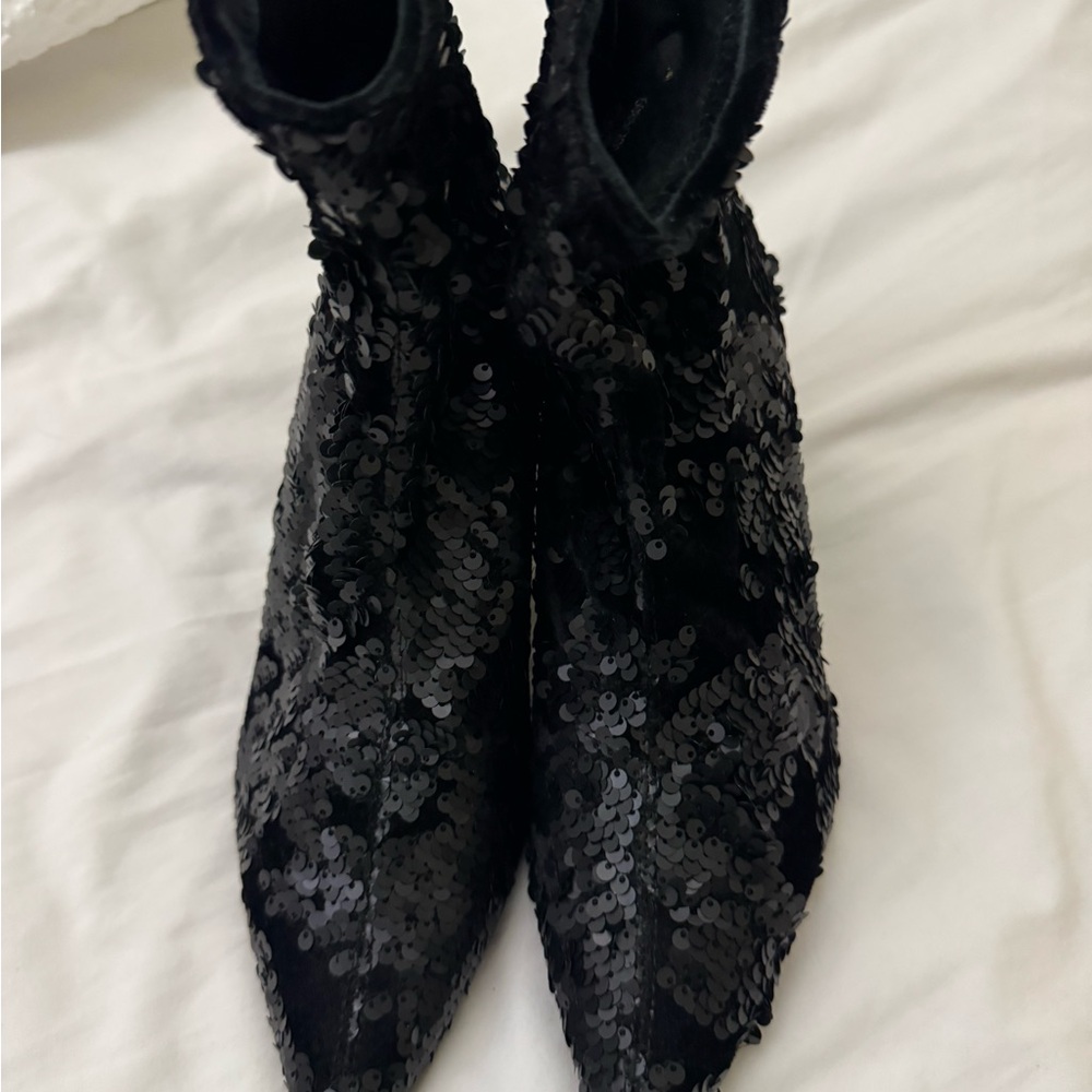 Zara Black Sequin Women's Ankle Boots